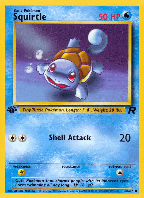 Squirtle, card 68 from Team Rocket