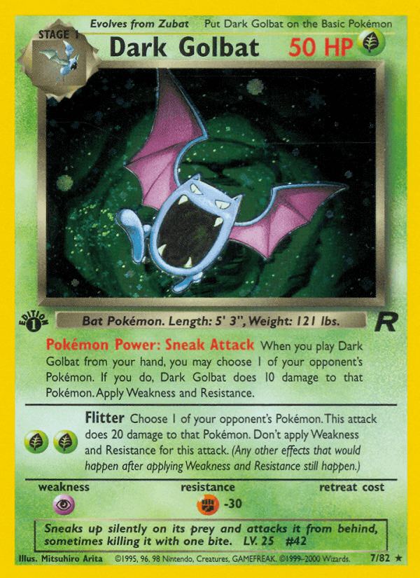 Dark Golbat, card 7 from Team Rocket