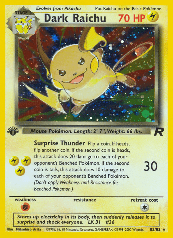 Dark Raichu, card 83 from Team Rocket