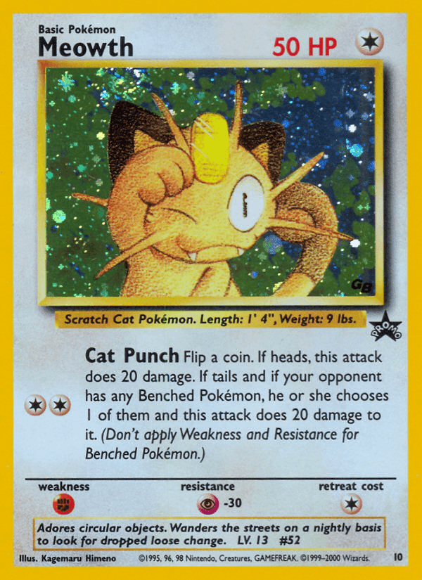 Meowth, carta 10 di Wizards Black Star Promos