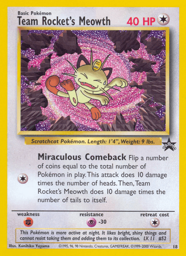 Team Rocket's Meowth, carta 18 de Wizards Black Star Promos