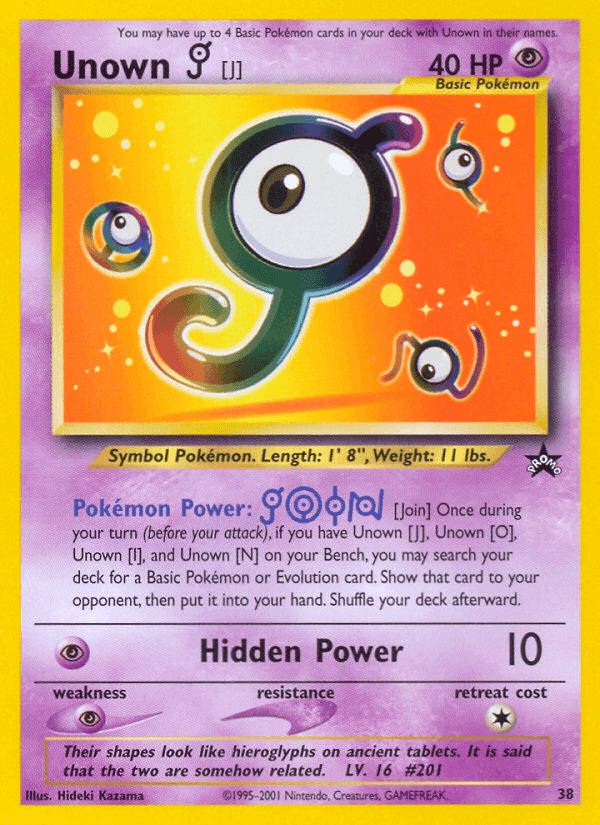 Unown [J], carta 38 di Wizards Black Star Promos