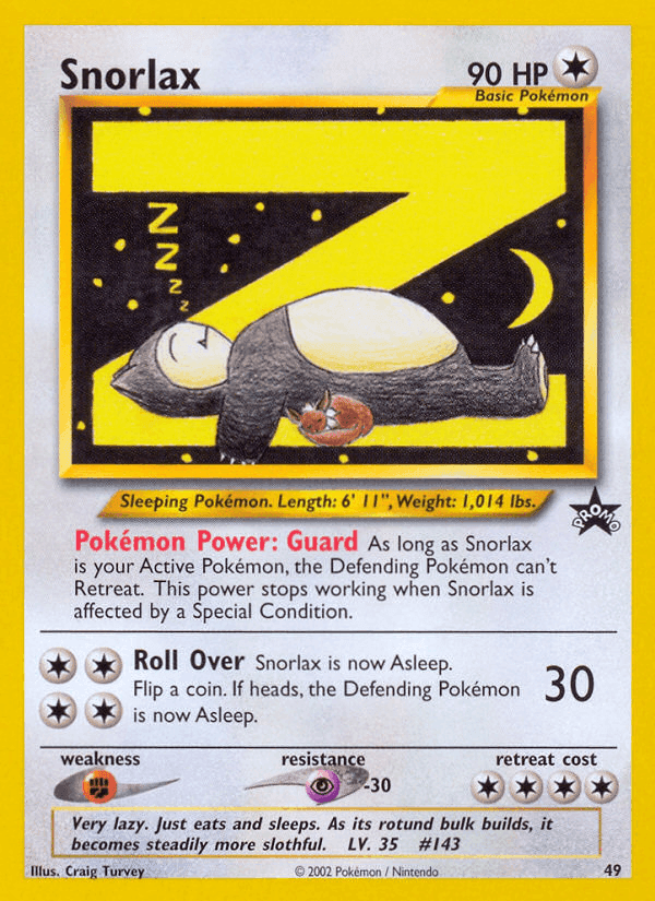 Snorlax, carta 49 de Wizards Black Star Promos