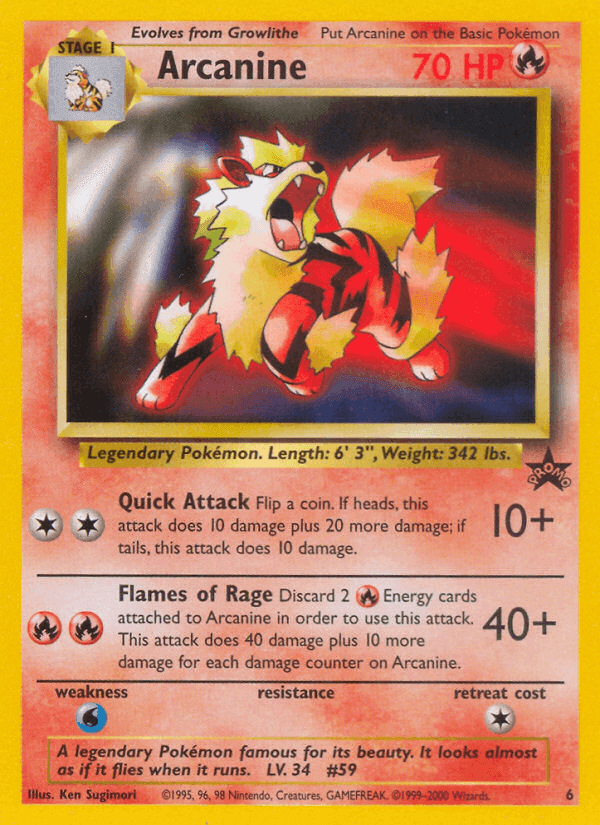 Arcanine, carta 6 di Wizards Black Star Promos