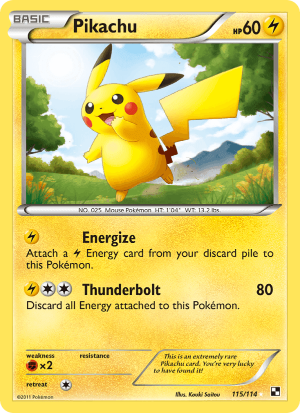 Pikachu, card 115 from Black & White