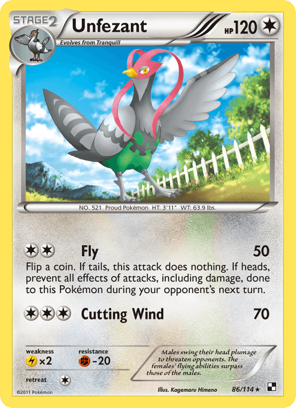 Unfezant, card 86 from Black & White