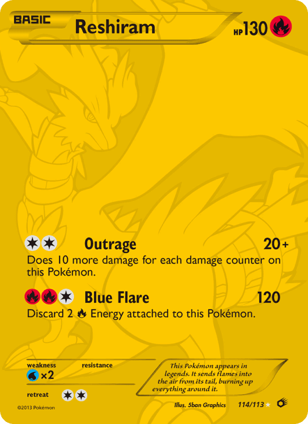 Reshiram, card 114 from Legendary Treasures