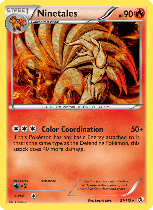 Ninetales, card 21 from Legendary Treasures