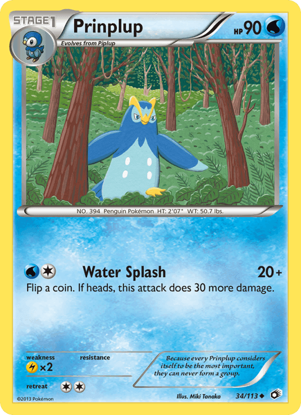 Prinplup, card 34 from Legendary Treasures
