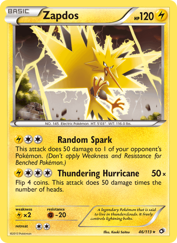Zapdos, card 46 from Legendary Treasures