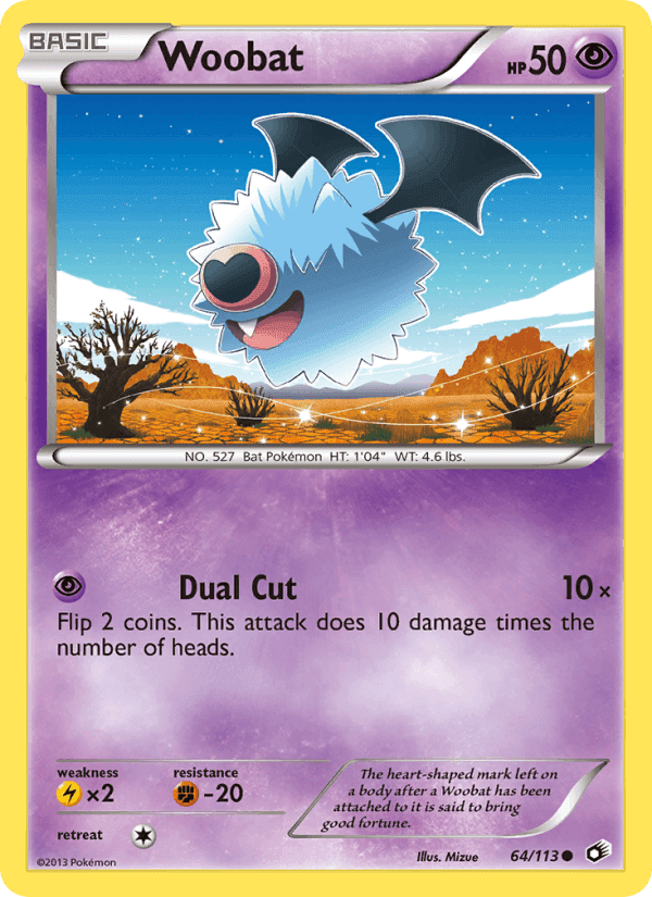 Woobat, card 64 from Legendary Treasures