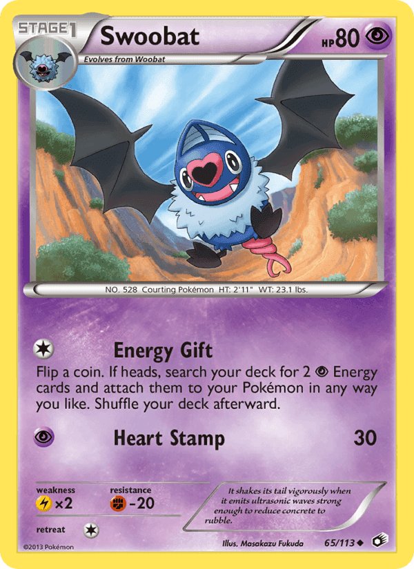 Swoobat, card 65 from Legendary Treasures