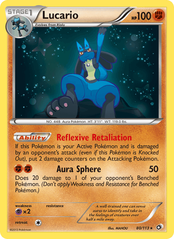 Lucario, card 80 from Legendary Treasures