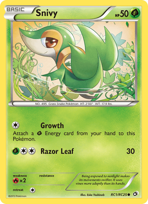 Snivy, card RC1 from Legendary Treasures