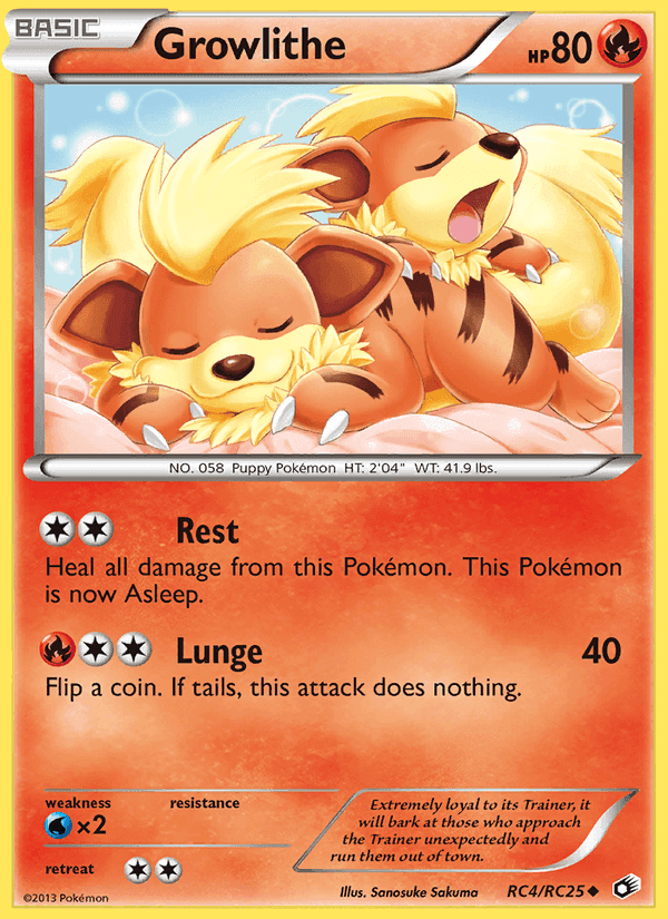 Growlithe, card RC4 from Legendary Treasures