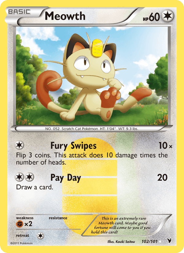 Meowth, card 102 from Noble Victories
