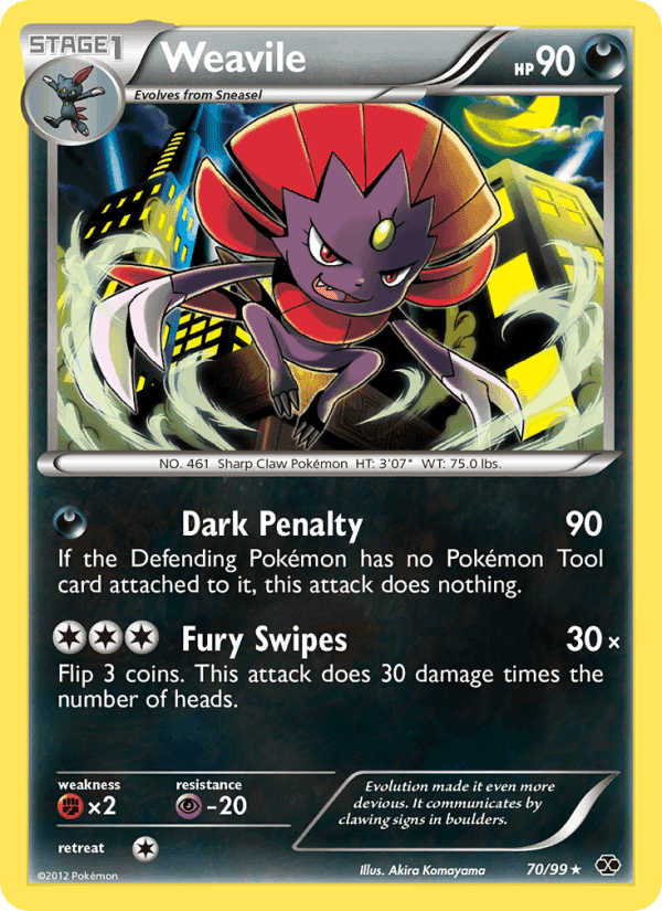 Weavile, card 70 from Next Destinies