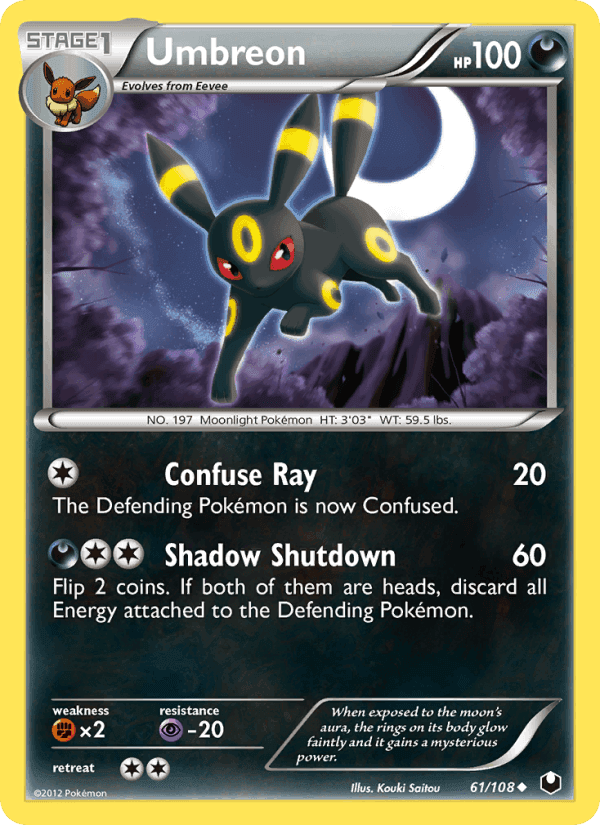 Umbreon, card 61 from Dark Explorers