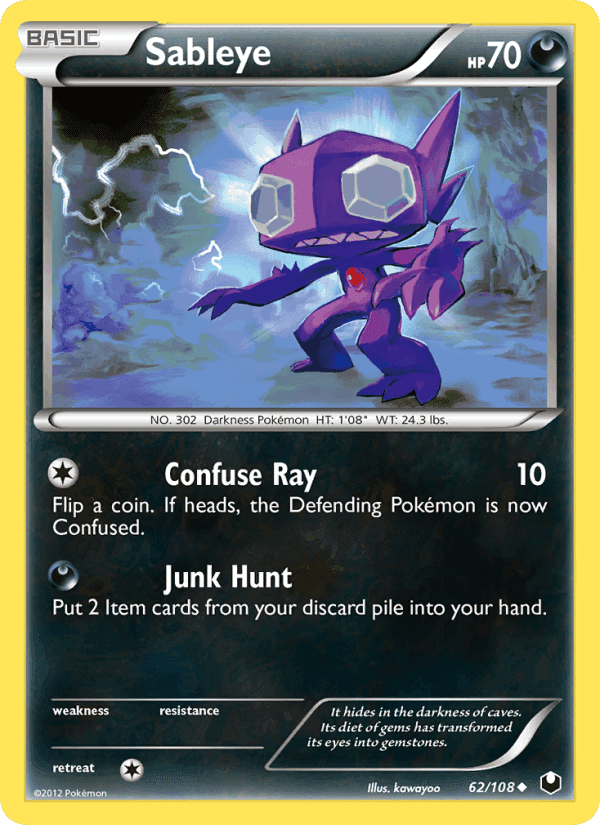 Sableye, card 62 from Dark Explorers