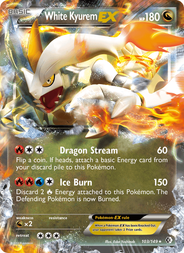 White Kyurem-EX, card 103 from Boundaries Crossed
