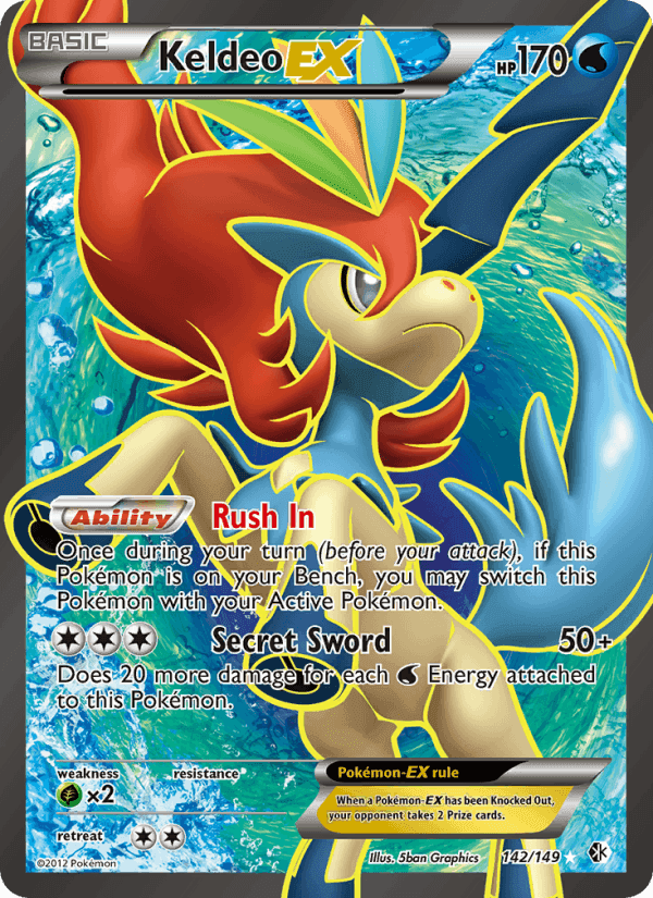 Keldeo-EX, card 142 from Boundaries Crossed
