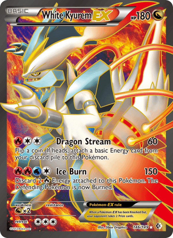 White Kyurem-EX, card 146 from Boundaries Crossed