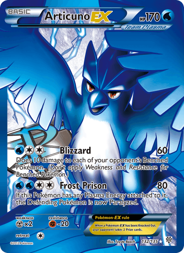 Articuno-EX, card 132 from Plasma Storm