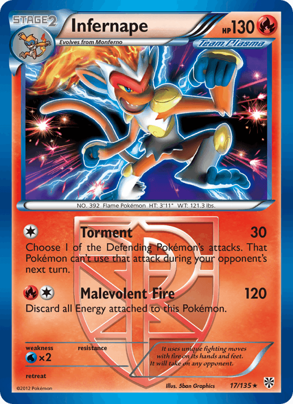 Infernape, card 17 from Plasma Storm