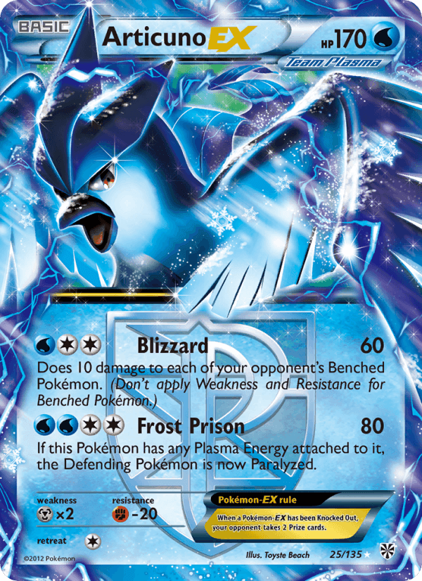 Articuno-EX, card 25 from Plasma Storm