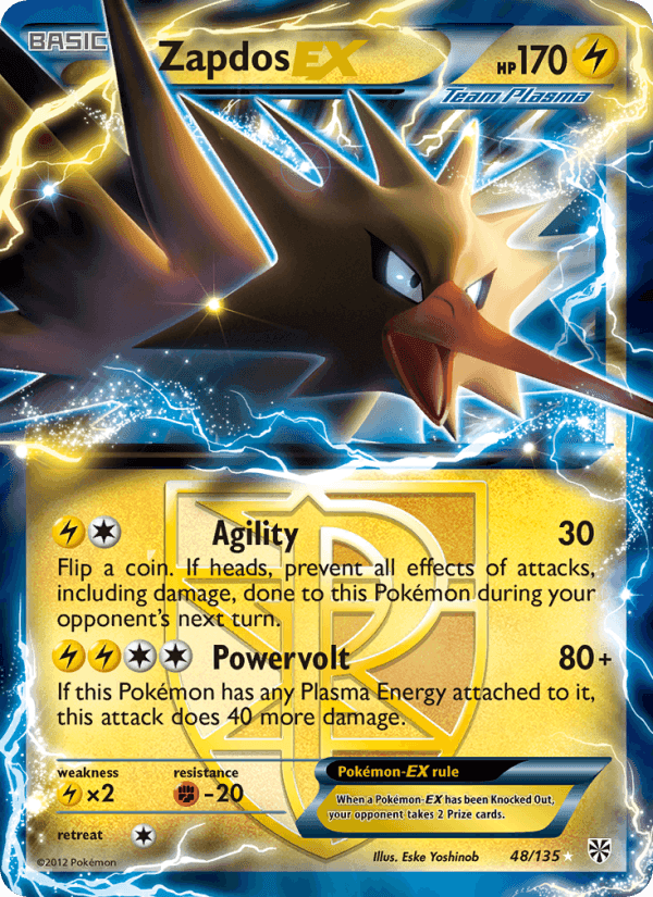 Zapdos-EX, carta 48 de Plasma Storm