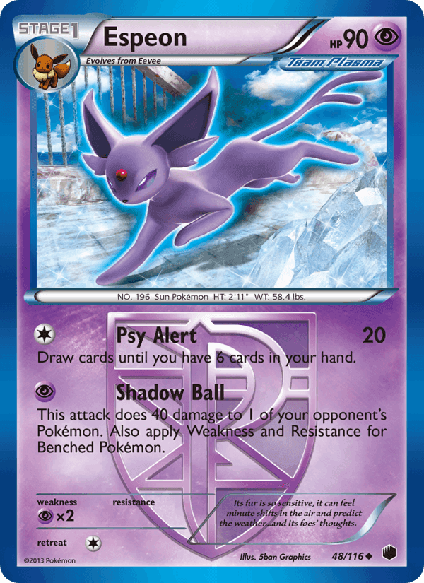 Espeon, card 48 from Plasma Freeze
