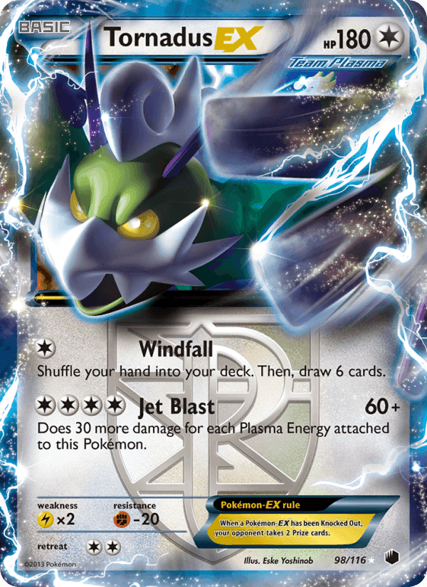 Tornadus-EX, card 98 from Plasma Freeze