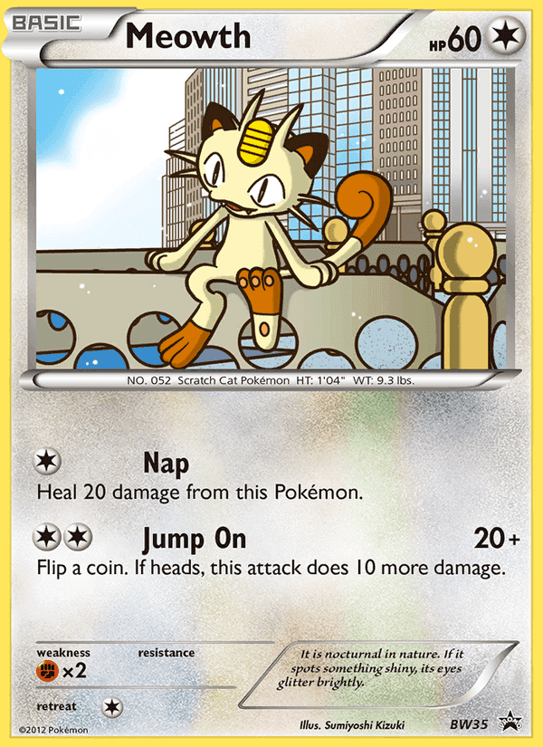 Meowth, carta BW35 di NB Promo