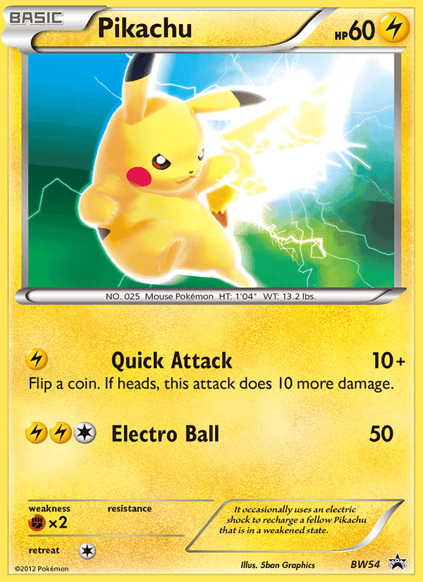 Pikachu, carta BW54 di NB Promo
