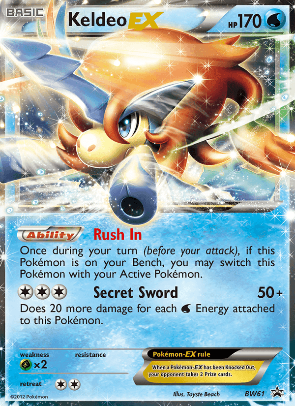Keldeo-EX, card BW61 from BW Black Star Promos