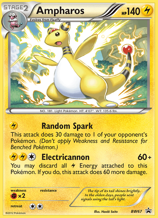 Ampharos, card BW67 from BW Black Star Promos