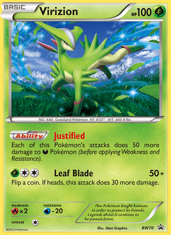 Virizion, card BW70 from BW Black Star Promos