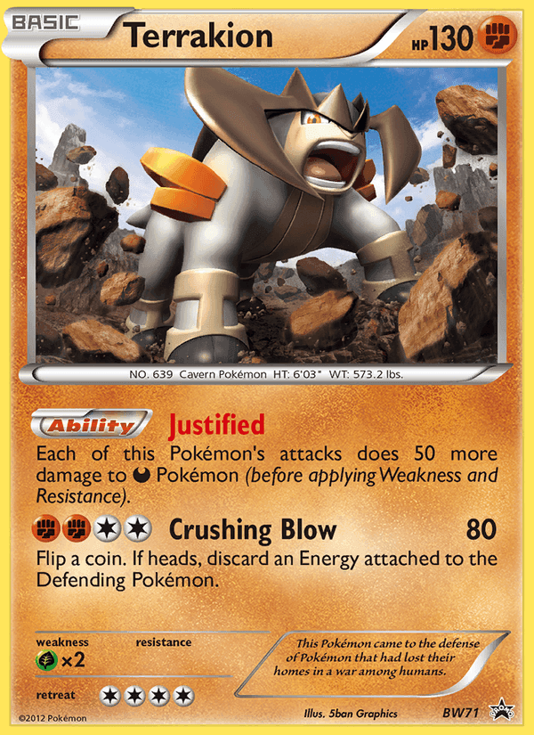 Terrakion, card BW71 from BW Black Star Promos