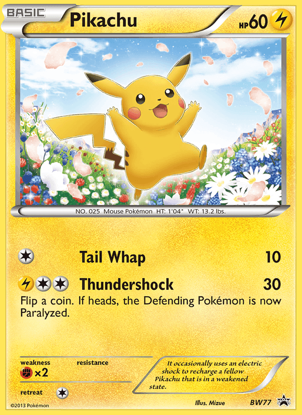 Pikachu, card BW77 from BW Black Star Promos