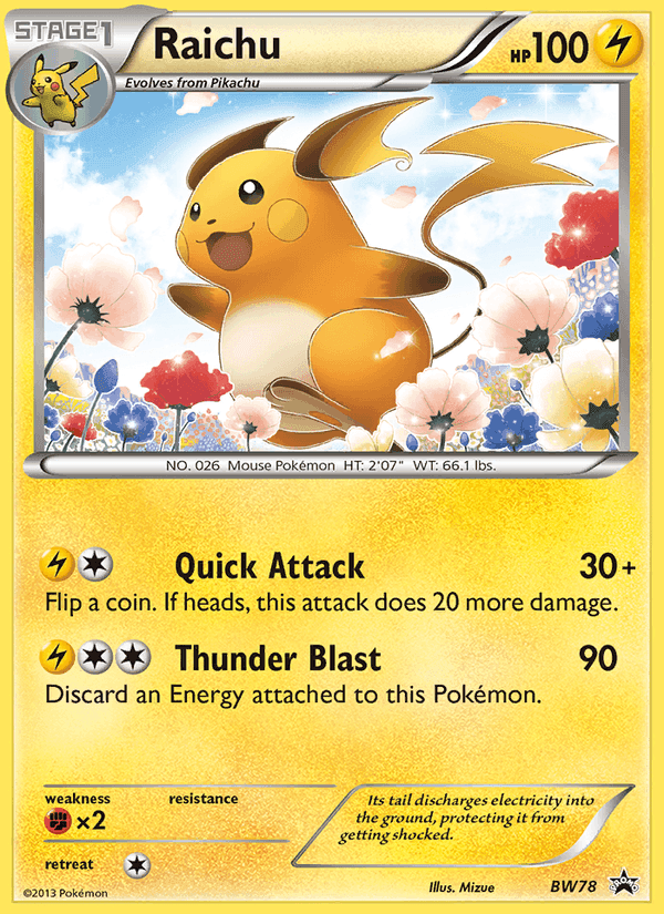 Raichu, card BW78 from BW Black Star Promos