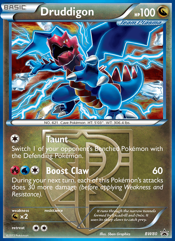 Druddigon, card BW80 from BW Black Star Promos