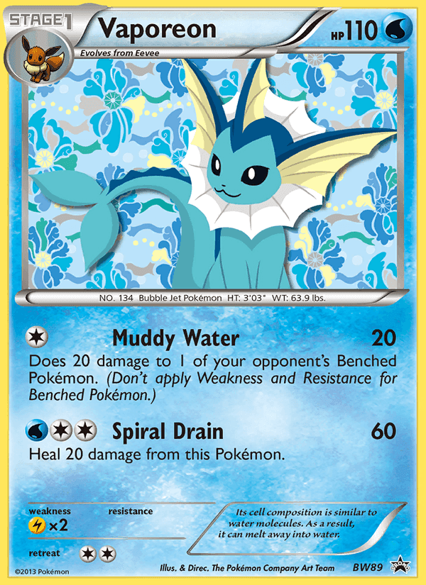 Vaporeon, carta BW89 di NB Promo