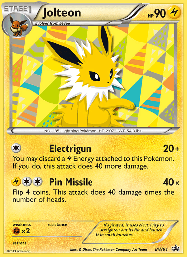 Jolteon, card BW91 from BW Black Star Promos