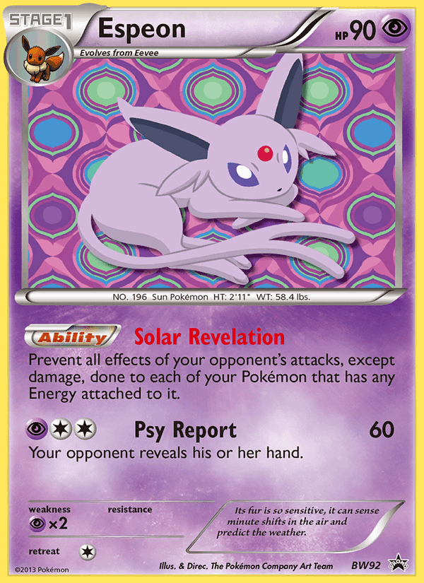 Espeon, card BW92 from BW Black Star Promos