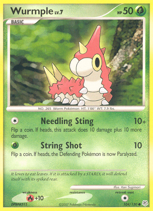 Wurmple, card 104 from Diamond & Pearl