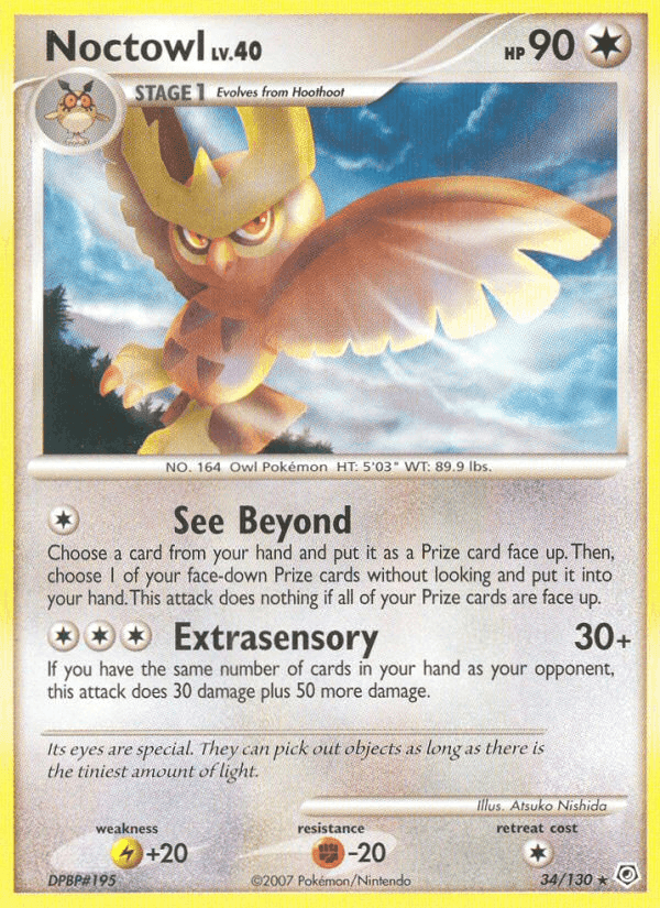 Noctowl, card 34 from Diamond & Pearl