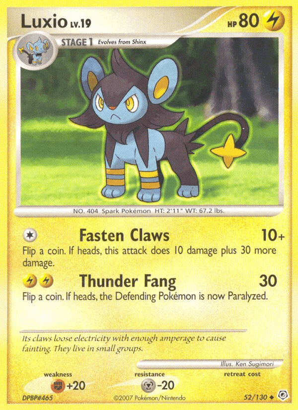 Luxio, card 52 from Diamond & Pearl