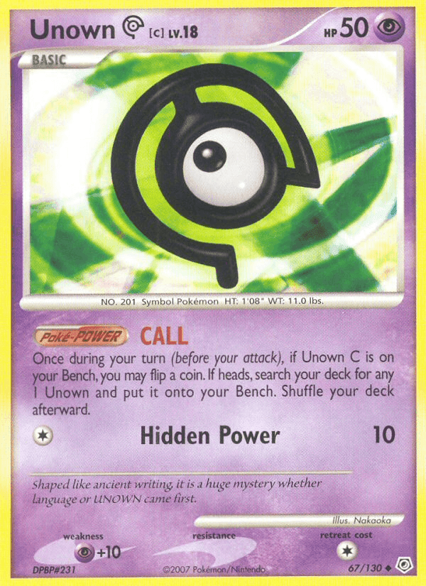 Unown C, card 67 from Diamond & Pearl