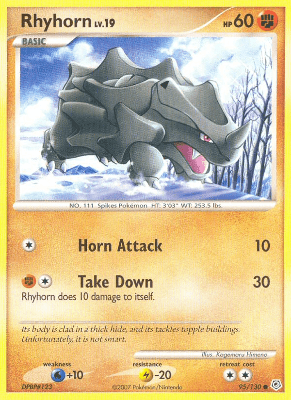 Rhyhorn, card 95 from Diamond & Pearl