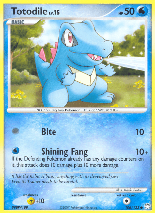 Totodile, card 106 from Mysterious Treasures